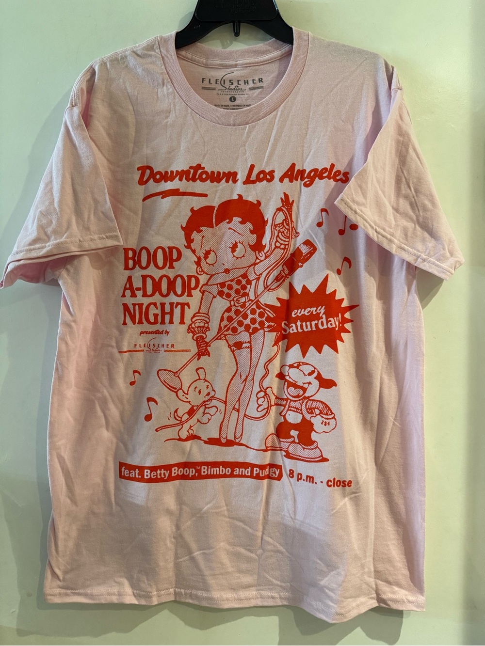 Betty Boop A Doop Night Cartoon Pink T-Shirt Size Large